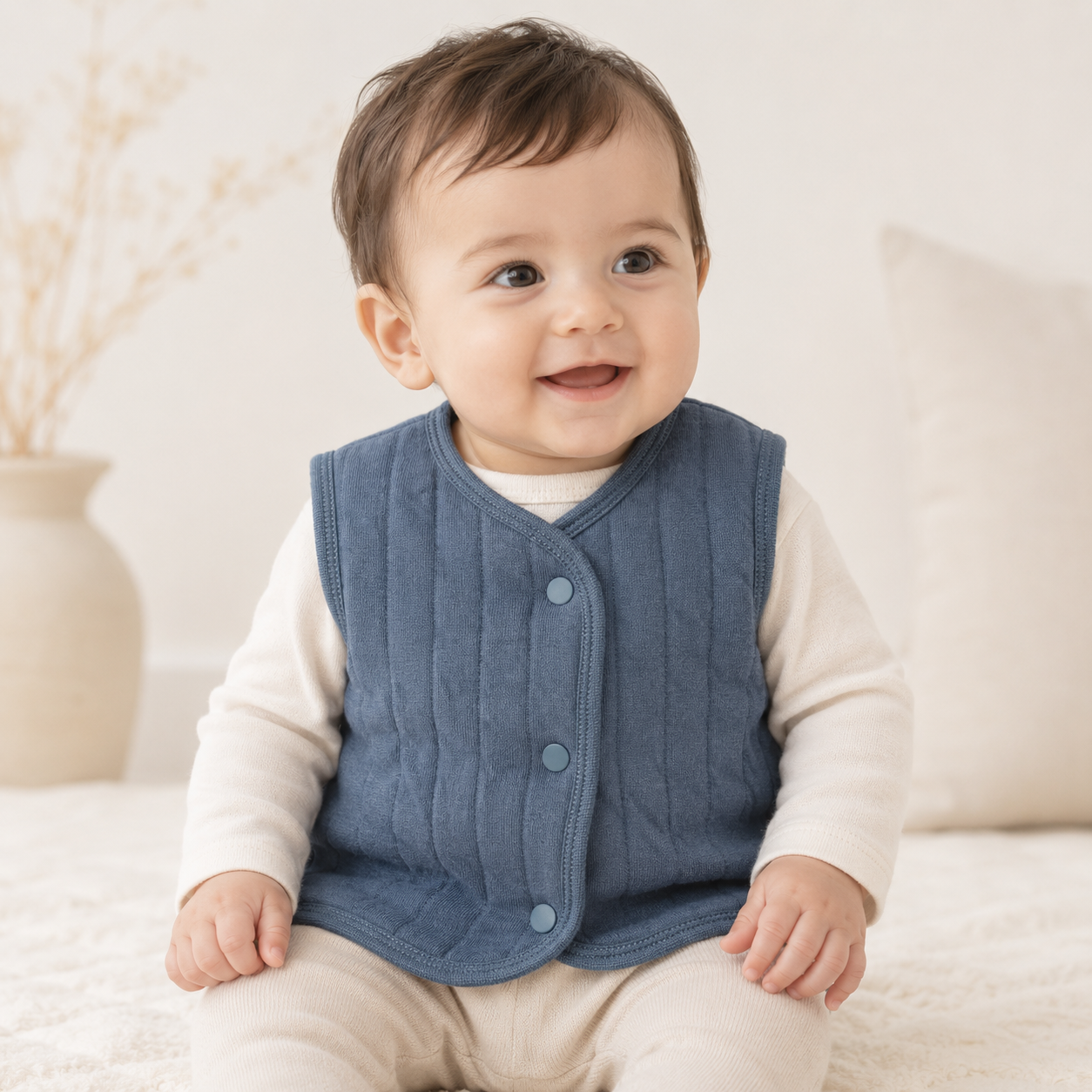 Slate Blue Quilted Baby Vest