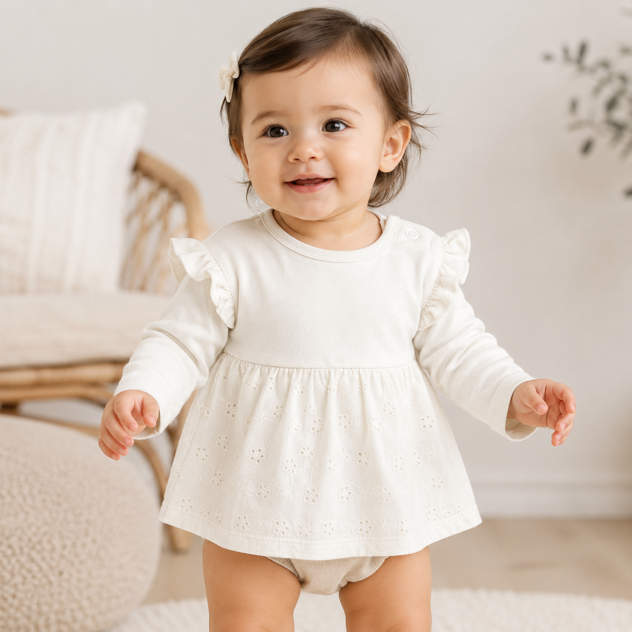 Ivory Ruffle Eyelet Baby Top